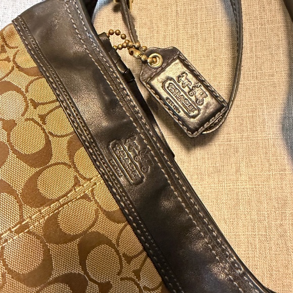 Coach Handbags - Coach Signature Canvas Crossbody Bag Brown/Tan w/ Leather Trim + Dust Bag